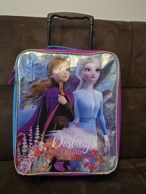 Frozen II Kids Rolling Suitcase - Purple & Blue